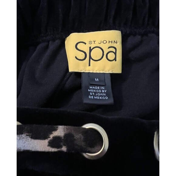 St John SPA Soft Velour Pull-on Pants  Animal Print Grommets  Size M  Track Pant - Picture 7 of 7